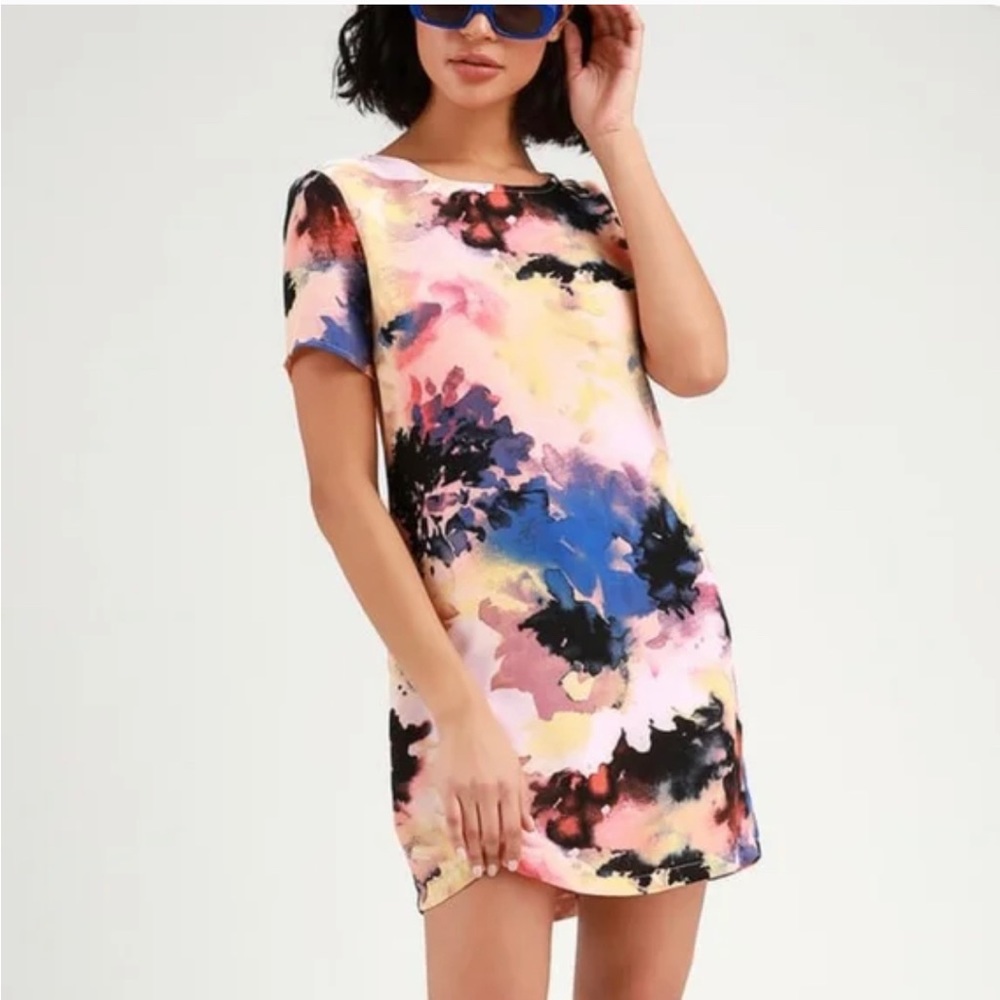 Lulu's Camaraderie Blush Print Shift Dress